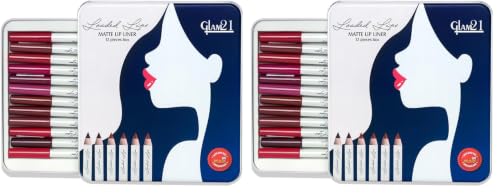 Image of Glam21 Loaded Lips Matte Lip Liner | Set Of 12 | Long-Lasting | Waterproof | Transfer-Proof Matte Finish | One-Stroke Color Application | Non-Drying, 1.1gm Each (Pack of 2)