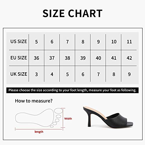 Greatonu Womens Kitten Heel Sandals Wide Band Mule Slippers Slip On Comfort Black Slide Mules Size 9 #TOP6