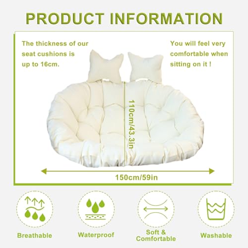 Cojín de asiento blanco de 110 cm acolchado para silla colgante 4