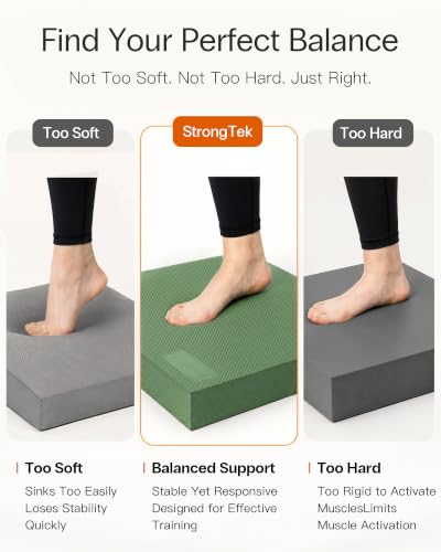 Image of StrongTek Extra Wide Foam Balance Pad for Physical Therapy, 19 inch X 15.8 inch X 2.4 inch, High-Density TPE Foam Pad for Exercise, Enhanced Stability, Core Strength, Non-Slip & Water-Resistant, for Fitness, Yoga