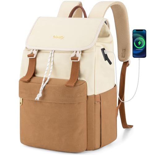 Orvilly Vintage Canvas Laptop Backpack for Women,15.6