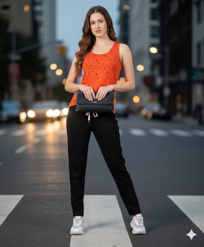 Image of Volex Women's Tank Top and Lower Set for Women | Stylish Cotton Co-Ord Set | Sleeveless Top & Jogger Lower for Women |Comfortable Stretchable Fabric 2-Piece Combo Set|women co ord set