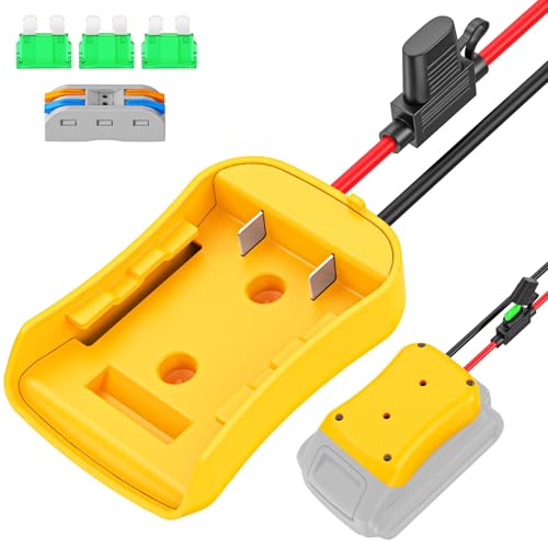 Power Wheel Adapter Compatible for Dewalt 20V Battery with Fuse & Wire terminals, fit for 20V DCB206 DCB200; Power Wheel Battery Converter for Robotics, DIY use