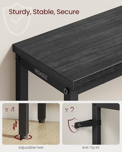 Image of VASAGLE 31.5 inch Console Table, Narrow Behind Couch Table, 1 Tier | BARNET Collection, One Piece Top, Steel Frame, for Entryway, Living Room, Modern, Charcoal Gray and Ink Black ULNT035BA01S