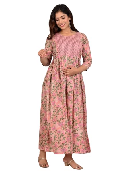 Fit and Flaired Cotton Printed I Maternity I Kurti I Kurta I Gown I Midi I Maxi I Feeding Kurti I for Women-image-25