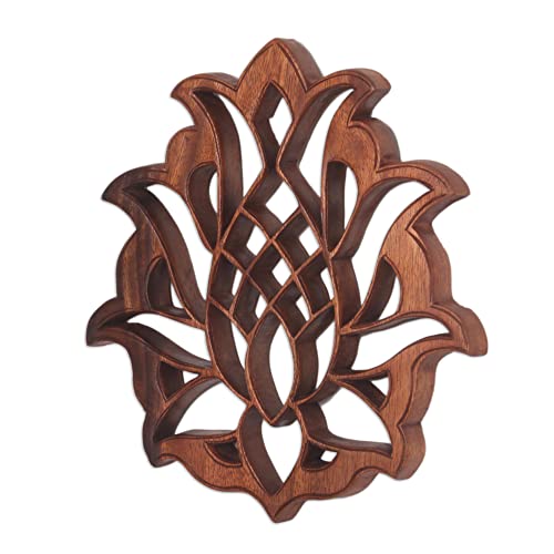 Novica Handmade Wood Relief Panel Wall Sculpture, Brown, Sacred Pineapple' #TOP1