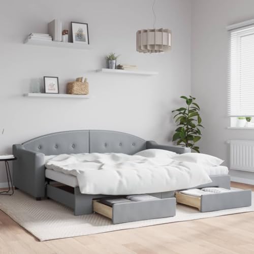 Genérico Sofá Cama Nido con cajones Tela Gris Claro 90x190 cm,Camas y Accesorios,Camas y somieres-3197594
