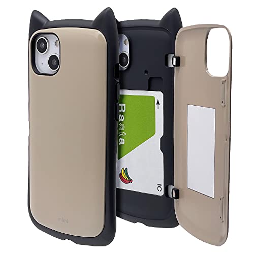 ラスタバナナ ケース カバー iPhone14 Plus 専用 ハイブリッド 猫耳 ネコミミ ねこ耳 耐衝撃吸収 強い カード入れ 鏡 ミラー かわいい mimi トープ アイフォン14プラス スマホケース 7211IP267HB