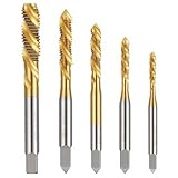 DOPENSPI 5 Stück Gewindeschneider Bit Set,HSS Titan Gewindebohrer Satz M3 M4 M5 M6 M8 Metric Gewinde Einschnittgewindebohrer Fertigschneider Maschinengewindebohrer Bit für Metall Kunststoff Holz