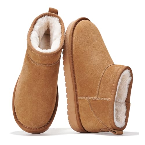 Project Cloud Genuine Suede Ankle Boots for Women - Water Resistant with Memory Foam Insole Winter Boots for Women - Trending Shoes & Comfortable Women's Ankle Boots (Hippy, Chestnut, 7.5)