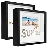 sunmeg 2Pcs 3D Shadow Box 10x10 Picture Frame Wooden Deep Box Square Photo Frames Desktop or Wall Hanging for Medal, Flower & Crafts Display