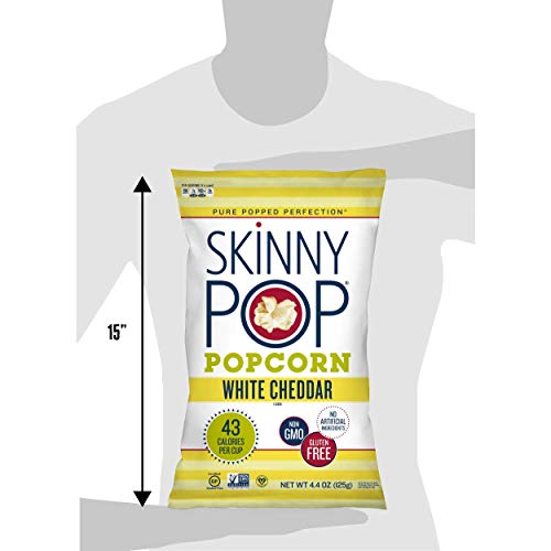 SkinnyPop White Cheddar Popcorn, 6ct, 4.4oz Grocery Size Bags, Skinny Pop, Healthy Popcorn Snacks, Gluten Free