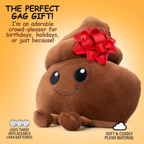 Image of Twiddler Toys Poop Emoji Fart Noise Maker - Large 11 inch Plush Pillow Toy with 20 Hilarious Farting Sounds - Funny Gag Gift for Friends and Coworkers