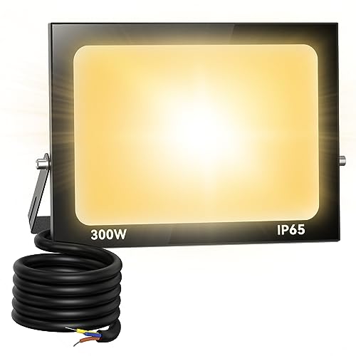 Zelvia Projecteur LED Extérieur 300W 30000 lúmenes 3000K Blanc Chaud Spot LED Eclairage IP65 Étanche Projecteur Extérieur Eclairage de Sécurité Floodlight pour resistente al agua