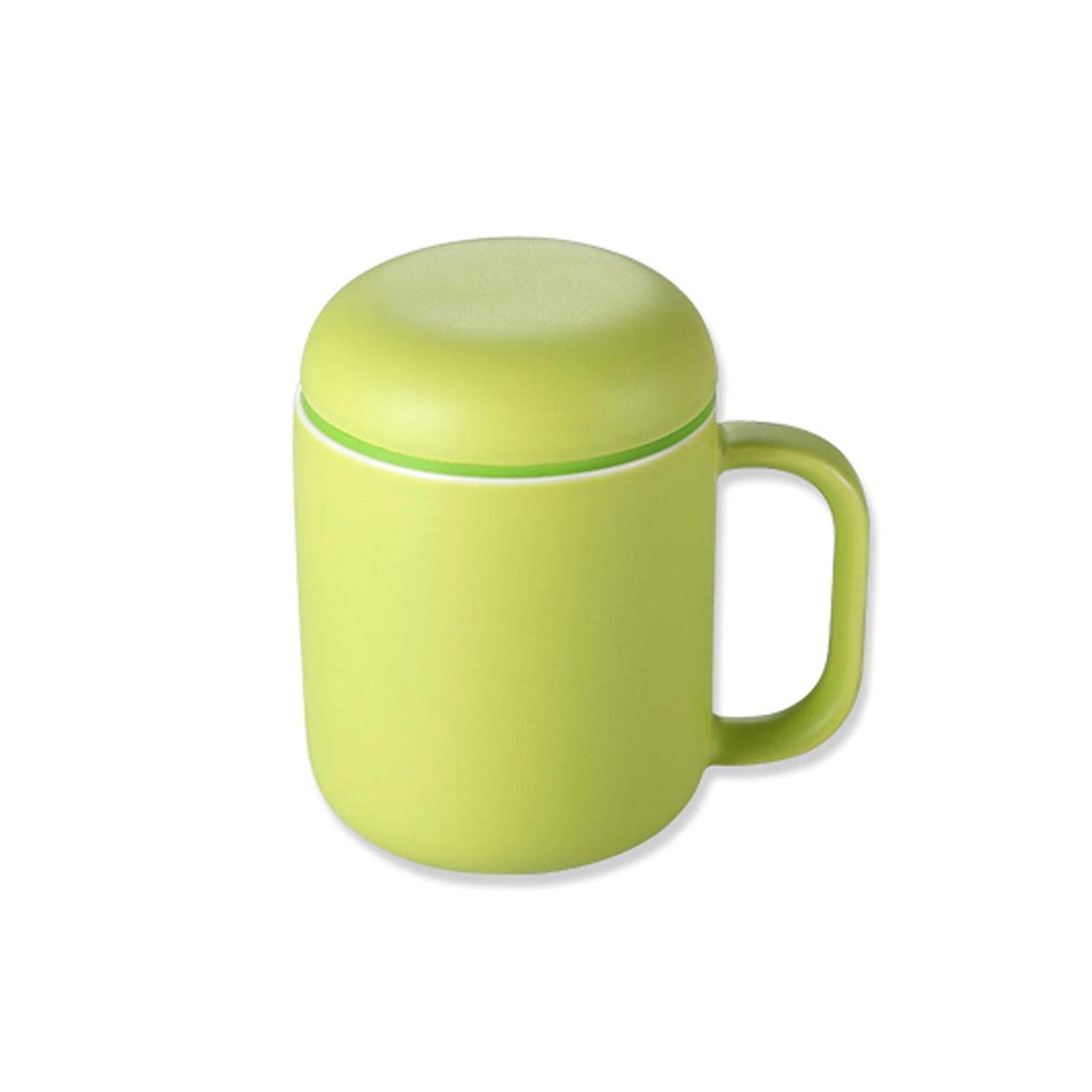 Coffee Cups القدح كأس المياه السيراميك مع غطاء كأس الإفطار حليب كأس طالب كأس كأس مكتب القدح 15.2 أوقية لون أخضر Coffee Mug