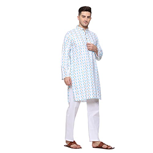 Men Cotton Printed Kurta Pyjama Pajama Set Party Fashion Regular Ethinic Wear Indian Dress Gifts Items4