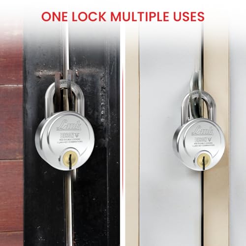 Image of Link Bison 59mm Heavy Duty Padlock | Lock for Home Door, Office, Shop, Travel | Hardened Steel Shackle, | Double Locking System | High Precision 4 Keys | 1 Lakh Key Combinations | 10 Years Warranty