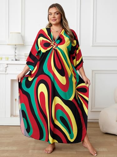 Image of Kaftan Dress for Women - Plus Size Caftan Maxi Beach Dress Moo Moos Loungewear, Swimsuit Cover Up for Beach, Pool or Vacation