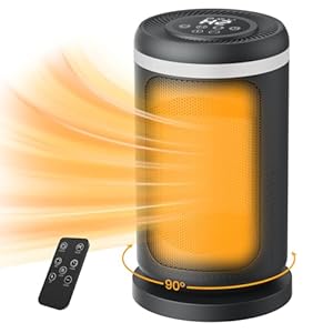 Space Heater, 1500W Portable Heaters for Indoor Use, Small Space Heater for Office, Mini Heater with Digital Display, 12H Timer, 3 Modes, 90°Oscillation, PTC Ceramic Electric Heater for Bedroom Home