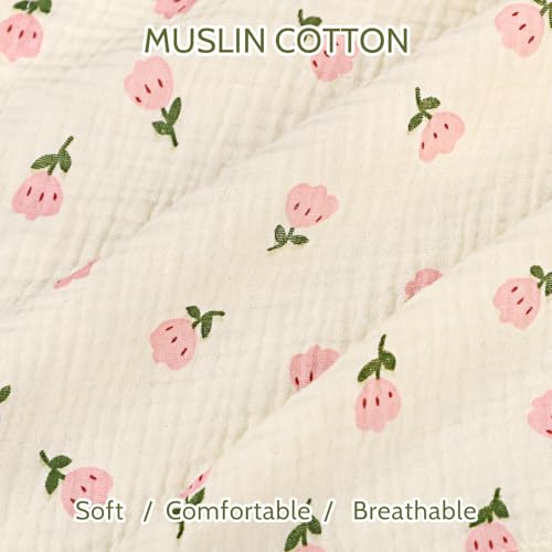 Image of Car Seat Cover Baby Girls Boys, Summer Cotton Baby Car Seat Cover for Carseat, Comfortable Muslin Nursing Cover, Soft Baby Blanket, Breathable Lightweight Infant Stroller Canopy, Pink Flower