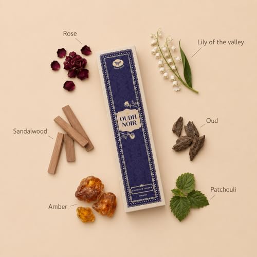 Image of Dhoop Sticks | Refill Pack of 40 Bamboo-Free Compressed Incense for Home & Meditation | Pooja & Rituals (Oudh Noir (Oud & Leather))