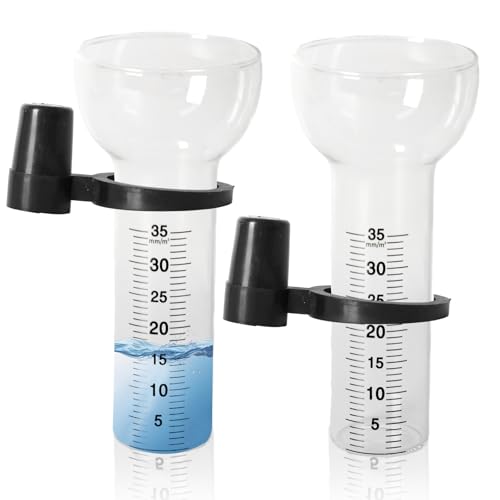 Dwitkul Lot de 2 Pluviomètres, Pluviomètre 35 mm, Verre de Rechange pour Pluviomètre avec Support, Pluviomètre en Forme d'entonnoir, Pluviomètre Extérieur, Antigel...