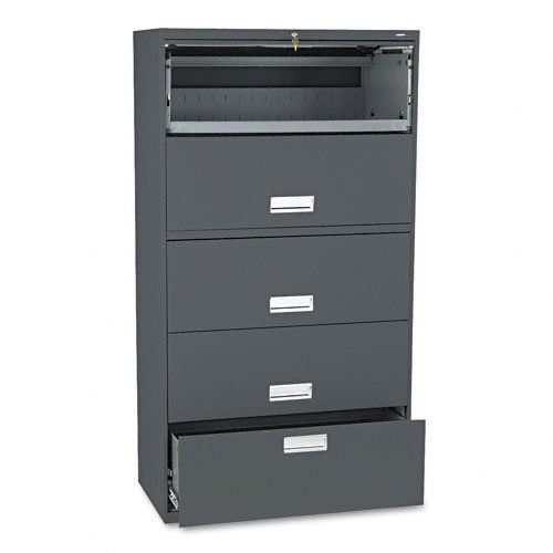 HON 600 Series 36-Inch Lateral File with 1 Drawer/4 Roll-Out Shelves, Charcoal