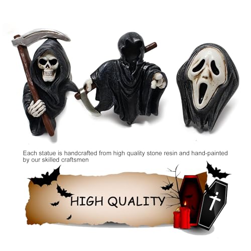 Image of 3 PCS Automotive Air Vent Decorations, Horror Grim Reaper Design Style Automotive Interior Decorations, Air Vent Decoration Diffuser, Universal for Most Cars (Black)