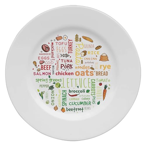 Thorness Colourful Melamine Portion Control Plate for Adults to Encourage Healthy Eating, Melamine Diet Plate Visually Divided for Slimming and Weight Loss