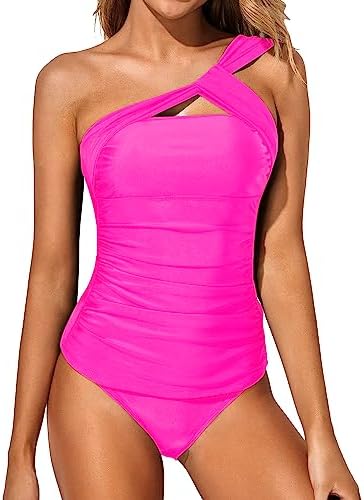 Tempt Me Two Piece Tankini Bathing Suits for Women One Shoulder S...