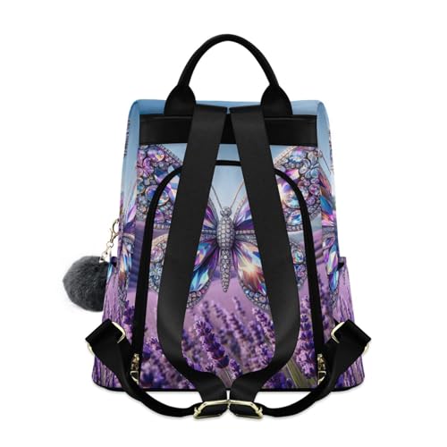 Mochila para mujer casual ligera con diseño de lavanda floral 2