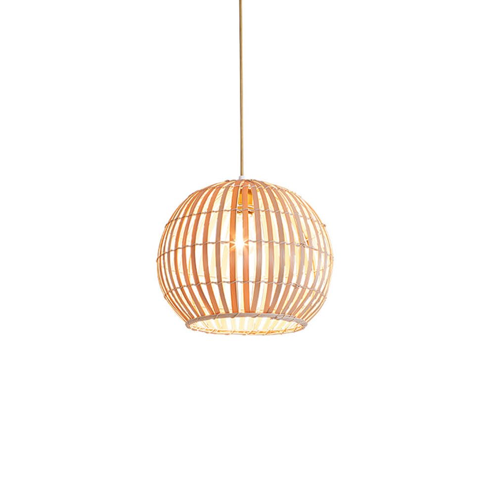 Lampe suspendue à 1 lampe en bambou tissé main pour salon et cuisine