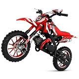 BLAZEGO 50cc Dirt Bike for Kids 5-13, 2-Stroke Gas Kids Dirt Bike, Red