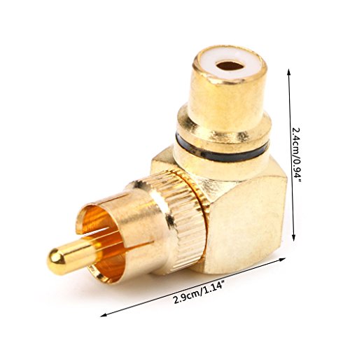 2X Conector RCA Macho a Hembra Chapado en Oro 90 Grados miniatura 3