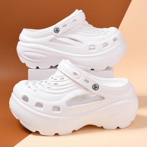 Fashion Comfortable Platform Clogs for Women, 6CM Height - Increasing, Cloud Slides, Casual Pillows Sandals, Beach Shoes, Sandals (Black,4.5)4