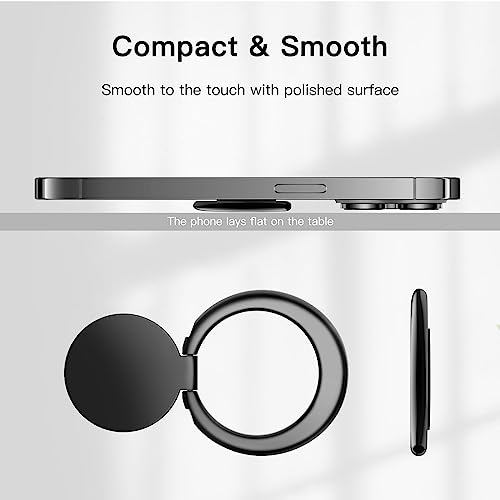 Jetech Cell Phone Ring Holder, 360 Degree Rotation Metal Finger Grip Adjustable Cellphone Stand For Magnetic Car Mount, Compatible With Iphone, Galaxy, Pixel And More Smartphone (Black) #TOP4