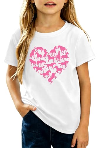 Image of Horse Shirts for Girls Love Horses Shirt Youth Horseback Riding Casual Animal Graphic Tees 8-15 Year Old