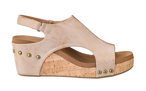 Image of Corkys Footwear Womens Carley Wedges, Featuring Corkys EVA Foam Cushioned Insoles, A 2.5 Inch Heel, Lightweight For All Day Wear, And Hook And Loop Closure