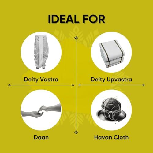 Image of Cloth for Pooja | Handwoven from Fine Fabric, Cotton Puja Kapda for Home Temple | Pack of 1 | 1.25 Meter (Pooja Vastra) (Yellow)