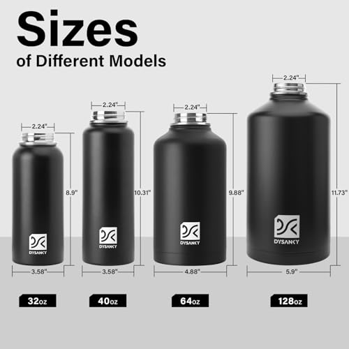 Image of DYSANKY Insulated Water Bottle 64oz with Carrier Bag and Paracord Handle Black and Gradient Green