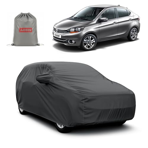 Image of AOSIS 'Waterproof' Car Cover Compatible with Tata Tigor /Tigor Ev 300 GSM Uly Coated Thick Fabric 4X4, Adjustable Belt Buckle, Elastic Grip
