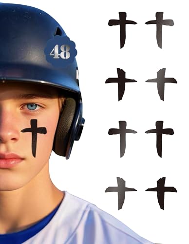 48 Pairs Eye Black Stickers Mixed Cross Sports Face Eyeblack Sticker for Baseball Football Softball Themed Party Birthday Party Supplies