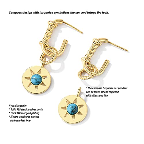 Mabarri Gold Pendant Earrings 14K Yellow Gold Plated Mother Of Pearl Earrings For Women Girls Trendy Opal Dangle Drop Earrings With 925 Sterling Silver Posts Hypoallergenic Lightweight (Turquoise Earrings) #TOP3