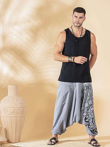 Image of The Veshti Company Printed Harem Pants for Men's Cotton Hippie Style Baggy Boho Yoga Pajama Pant with Pocket