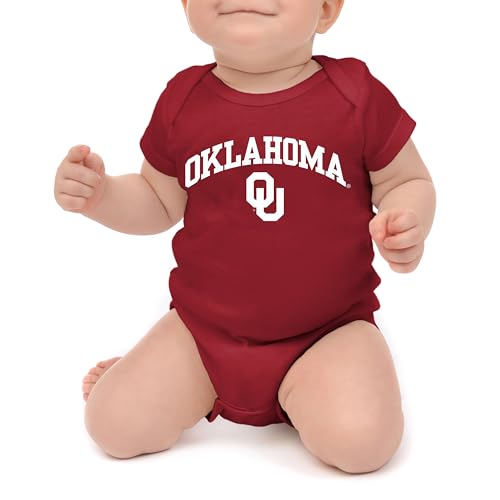 Little King NCAA Infant Romper-Arch Team Logo-100% Soft Cotton-Oklahoma-Crimson-6 Months
