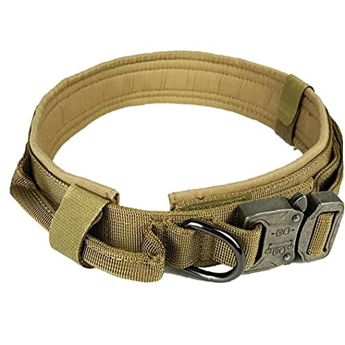 犬の首輪 軍用 ドイツシェパード 歩く訓練 耐久性 中型 大型犬首輪 コントロールハンドル ブラウン