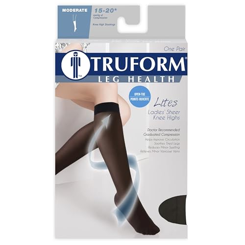 image for Truform Sheer Compression Stockings, 15-20 mmHg, Women's Knee High Len