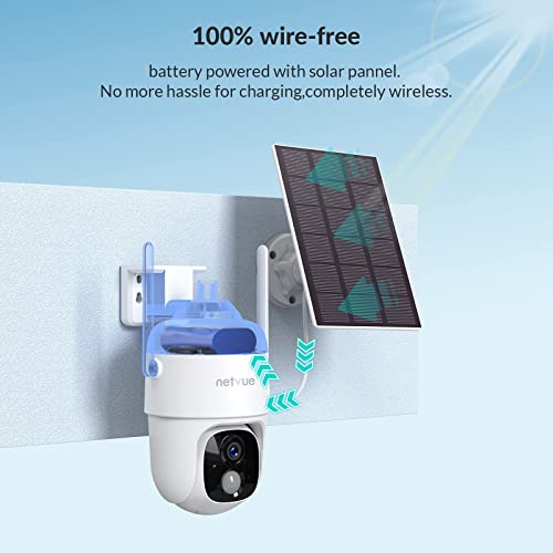 Netvue Solar Security Cameras Wireless Outdoor 3Mp Camera 2.4G Wifi 360° View Ptz. Strobe Light/Spotlight Home Security System With Motion Detection And Siren, Two-Way Audio, Color Night Vision #TOP3