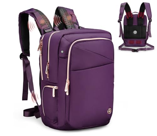 Swissdigital Design Massaging Laptop Backpack For Women, USB Charging Port Large Capacity Computer Backpacks For Work Business, Purple l KATY ROSE