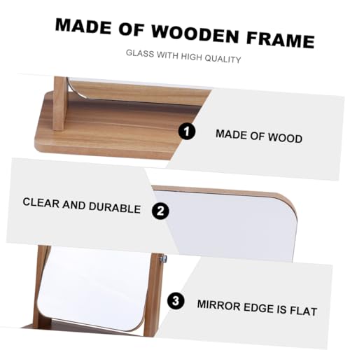 Espejo de maquillaje de madera OUNONA para escritorio miniatura 3
